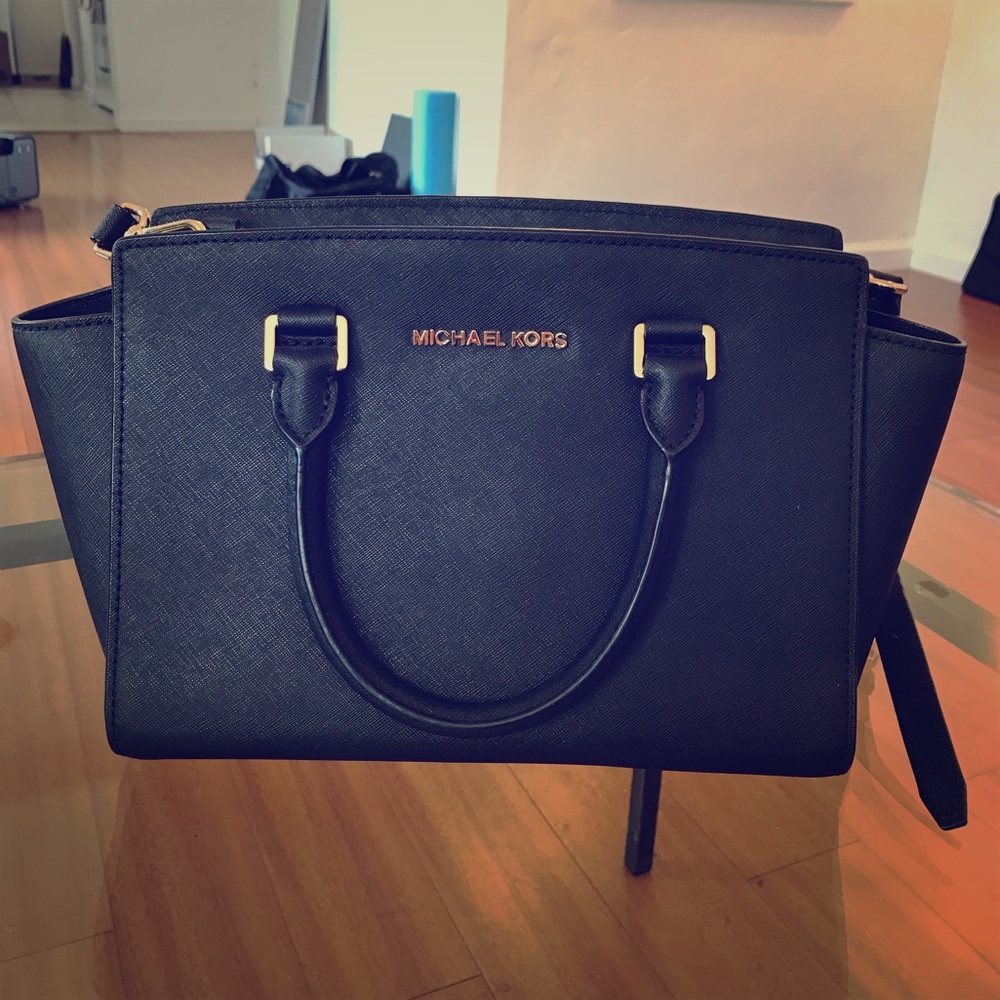 Michael Kors Selma Saffiano Black Leather Bag